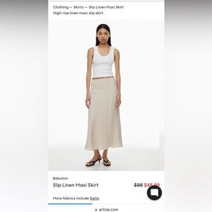 New Babaton Slip Linen Maxi Skirt in Natural Ecru